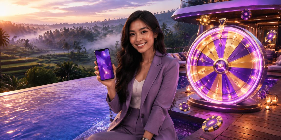 Neon terang merepresentasikan undian berhadiah di kasino